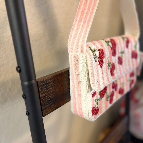 Viral Cherry Beaded Bag Handmade Shoulder Purse Kitsch Y2K NWT - Picture 2 of 5